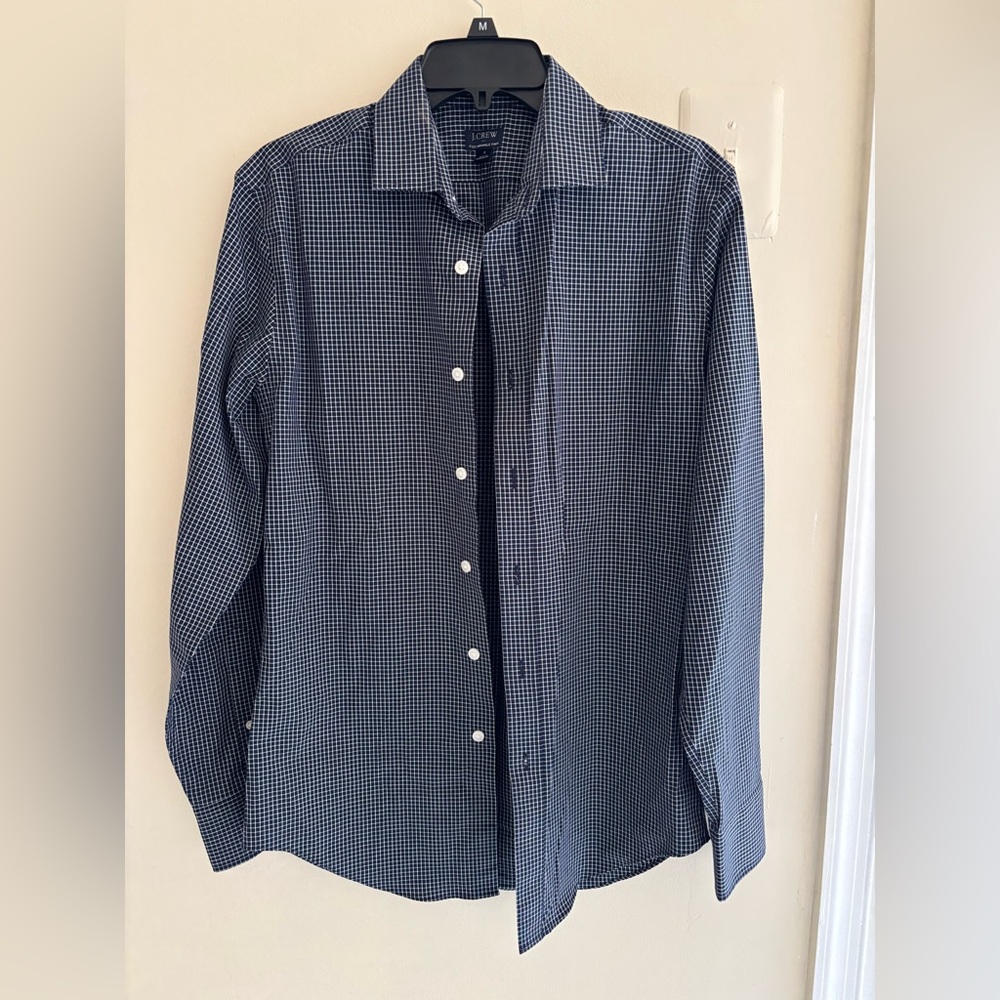 J. Crew Men's Navy Grid Dress Shirt size small